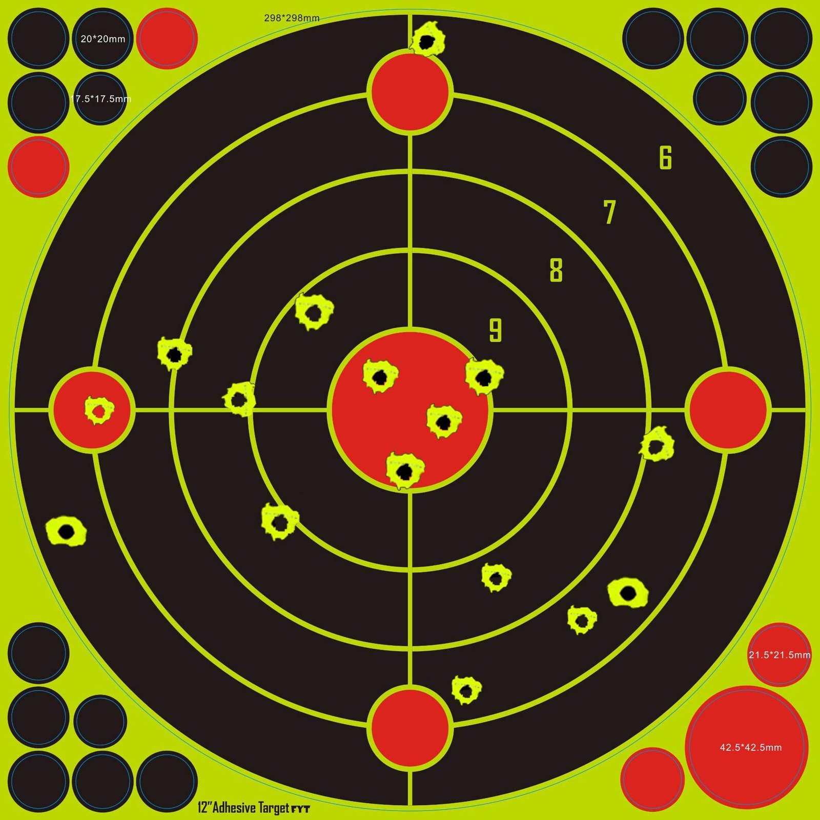 30,5 cm / 12 Zoll Splatter Targets / Schüsse platzen hellgelb / Einschusserkennung auf lange Distanz (50 Stück)