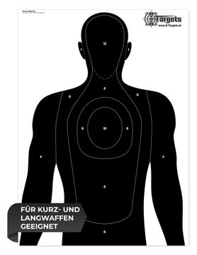 Große Zielscheiben Human Silhouette / 50x70 cm/Papier 120g/m² (5 Stück) von X-Targets