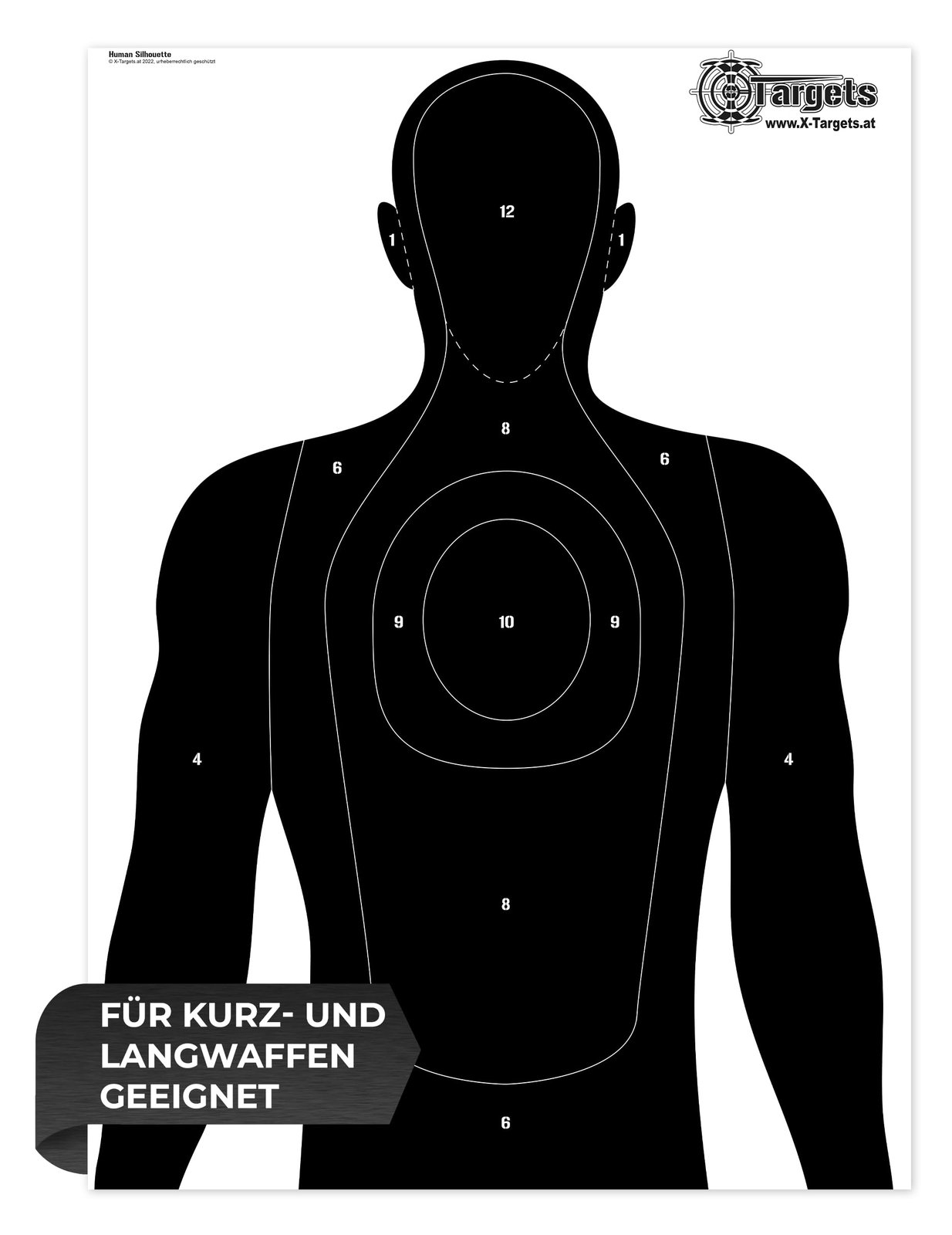 Große Zielscheiben Human Silhouette / 50x70 cm/Papier 120g/m² (100 Stück)