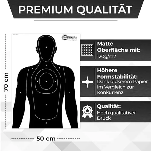 Große Zielscheiben Human Silhouette / 50x70 cm/Papier 120g/m² (100 Stück), Ansicht 3
