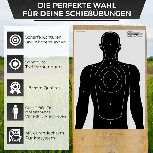Große Zielscheiben Human Silhouette / 50x70 cm/Papier 120g/m² (40 Stück), Ansicht 5
