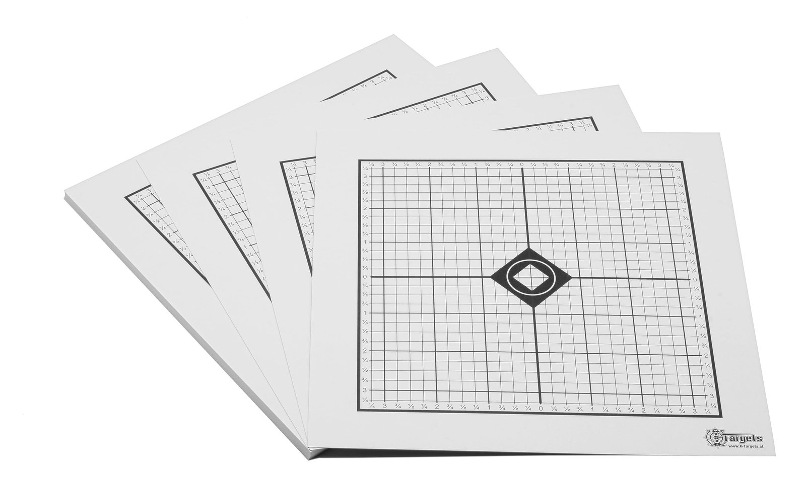 Zielscheiben *MOA Target* | 26x26 cm | Karton 250g/m² | Ideal zum Einschießen für den Sportschützen | 1/4 MOA auf 100m (25 Stück)