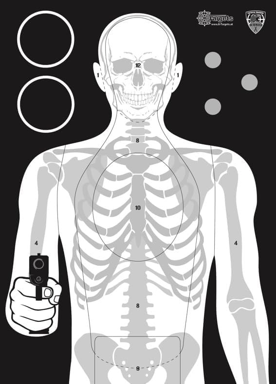 X-Targets Zielscheibe *Defensive Target* | 50 x 70 cm | Papier 120g/m² | Ideal für das Verteidigungsschießen (5 Stück)