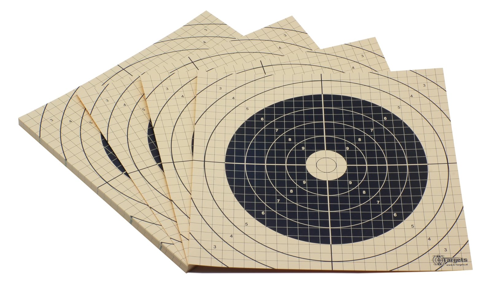 Zielscheiben *ASL Target* | 26x26 cm | Schießscheibenkarton 200g/m² | Ideal zum Einschießen | 1cm Raster mit Präzisionsspiegel kombiniert (50 Stück)