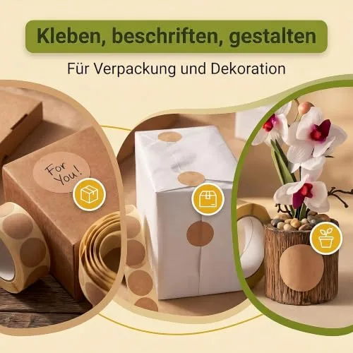 X-Targets 1000 Kraftpapier Etiketten Rund 30mm | Braune Etiketten zum Beschriften | Selbstklebende Aufkleber permanent haftend, Ansicht 5