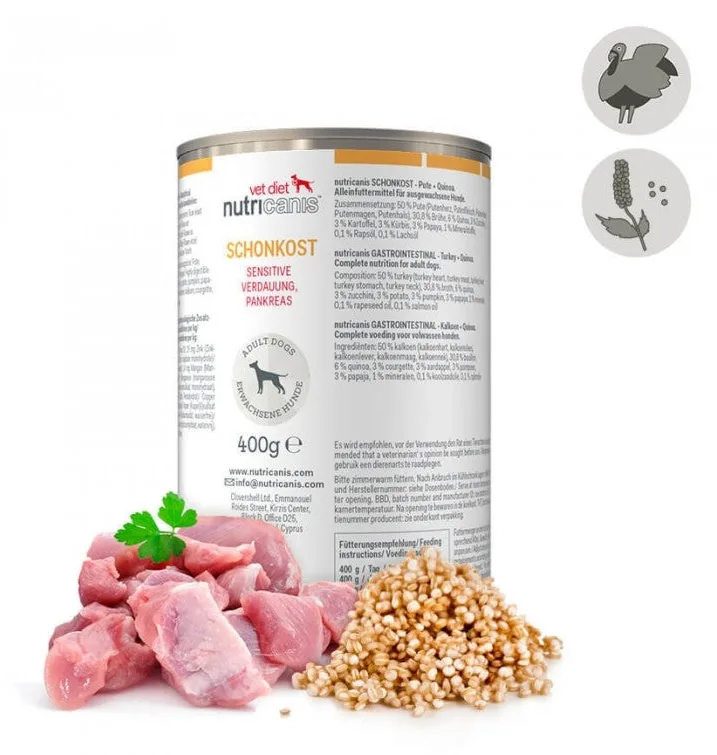Nutricanis Schonkost Pute + Quinoa, sensible Verdauung, Pankreas, Ansicht 2