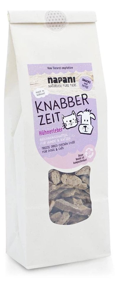 napani Knabber Zeit - Hühnerleber gefriergetrocknet für Hunde & Katzen, 150g