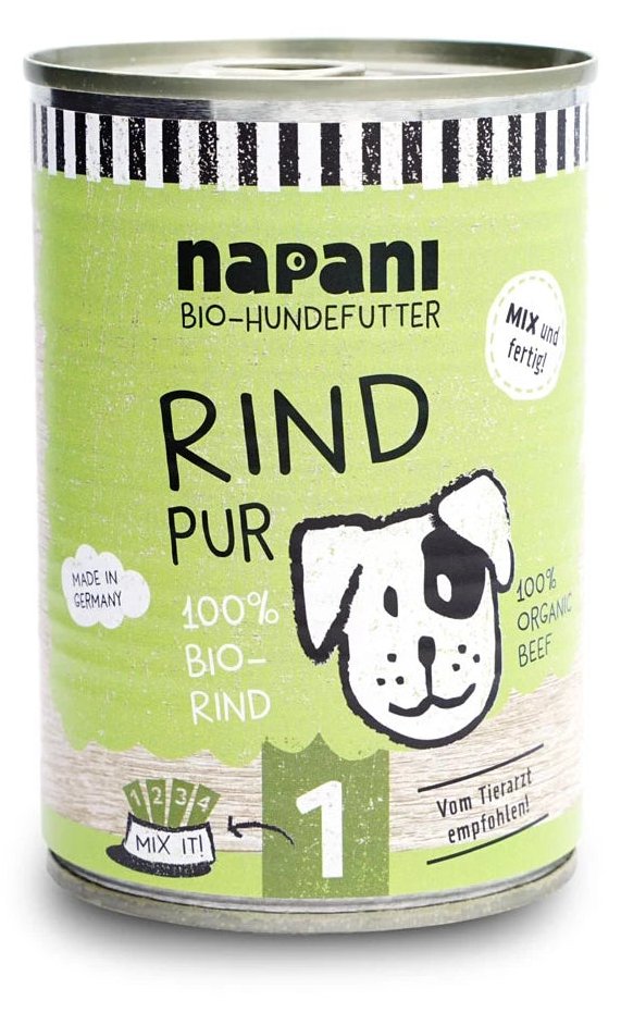 napani Bio-Nassfutter für Hunde, Rind pur