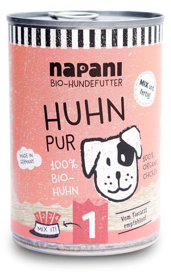 napani Bio-Dosenfutter für Hunde, Huhn pur