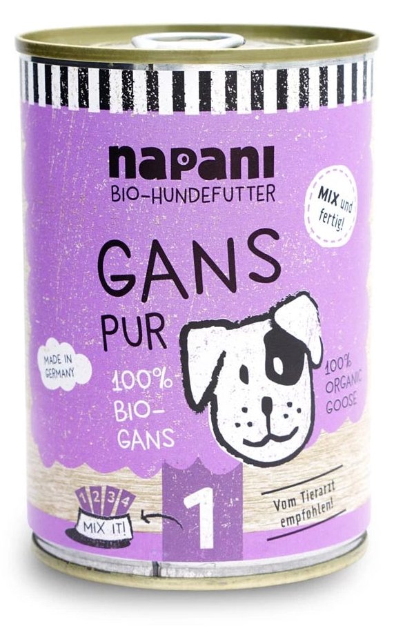 napani Bio-Dosenfutter für Hunde, Gans pur