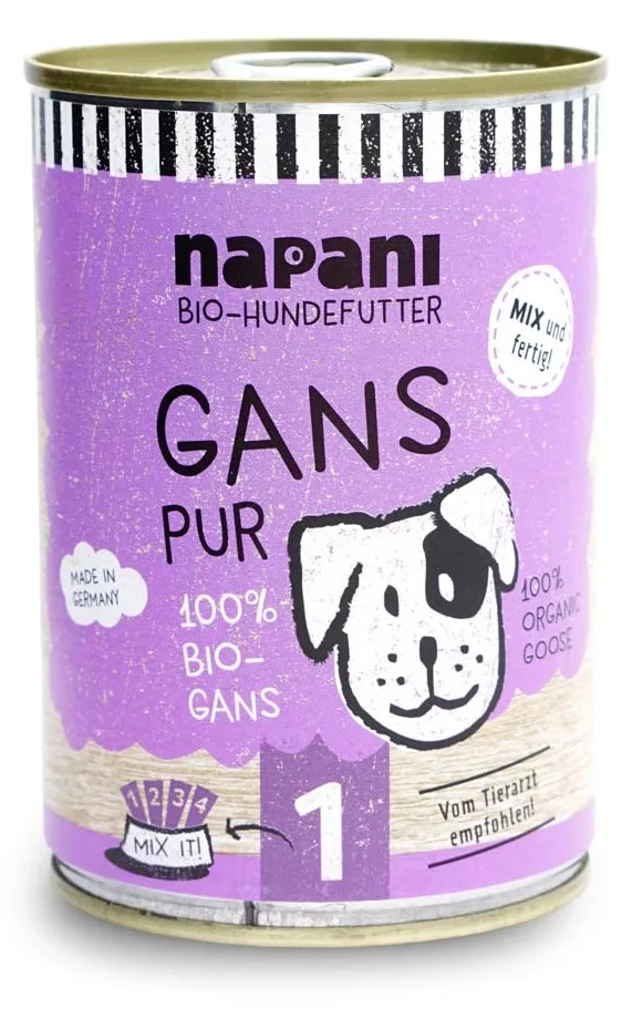 napani Bio-Dosenfutter für Hunde, Gans pur, Ansicht 4