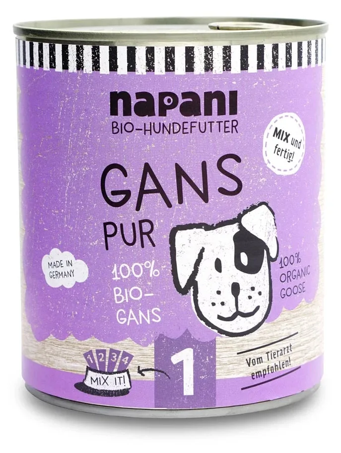 napani Bio-Dosenfutter für Hunde, Gans pur, Ansicht 5
