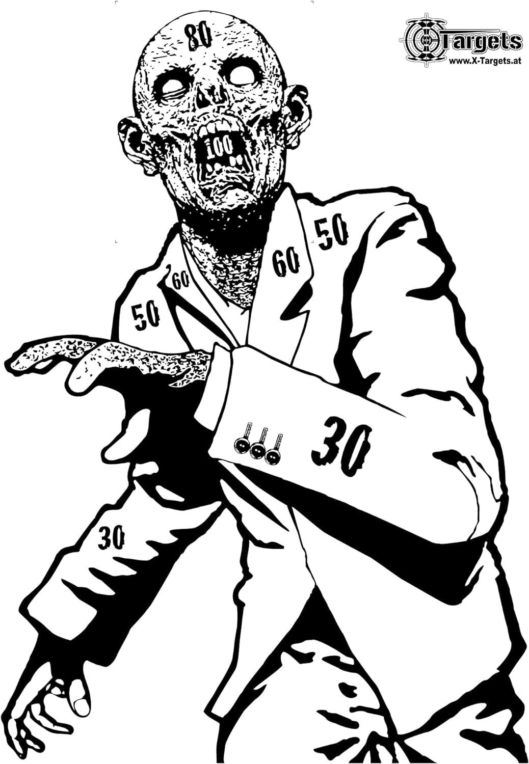 Große Zombie Zielscheiben Snobby / 50x70 cm / Papier 120g/m² (5 Stück)