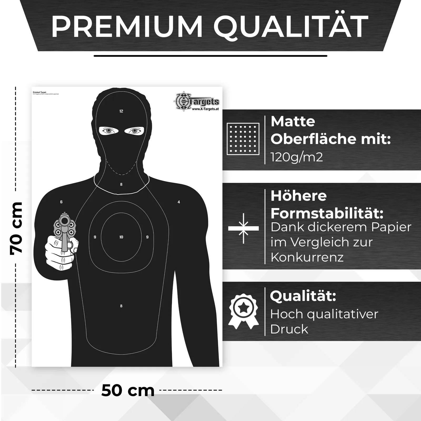 Große Zielscheiben *Criminal Target* / 50x70 cm / Papier 120g/m² (100 Stück), Ansicht 2