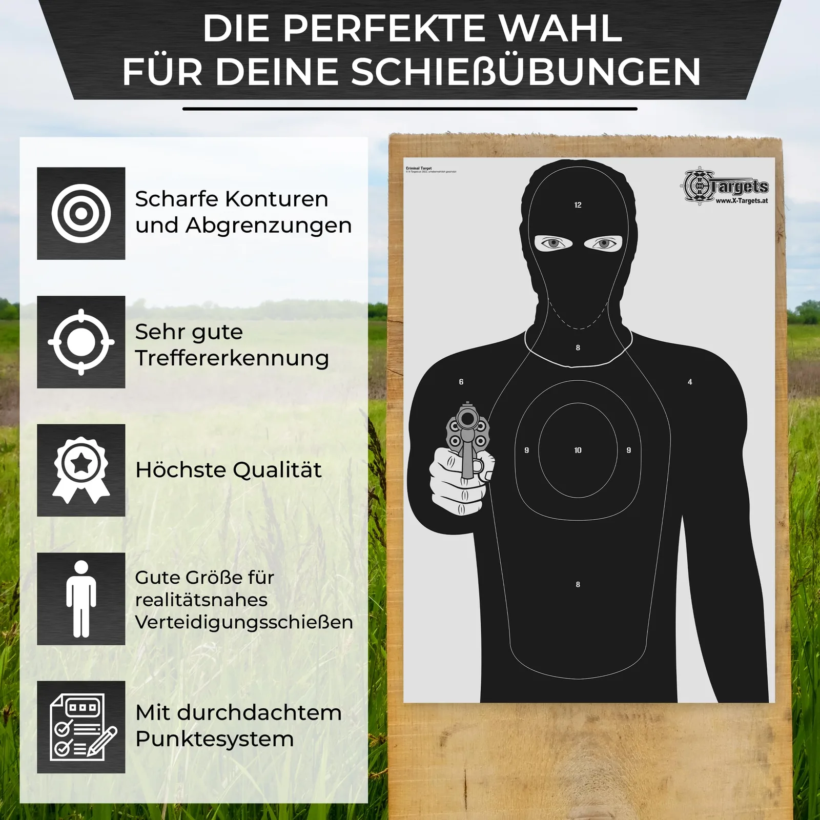 Große Zielscheiben *Criminal Target* / 50x70 cm / Papier 120g/m² (40 Stück), Ansicht 3
