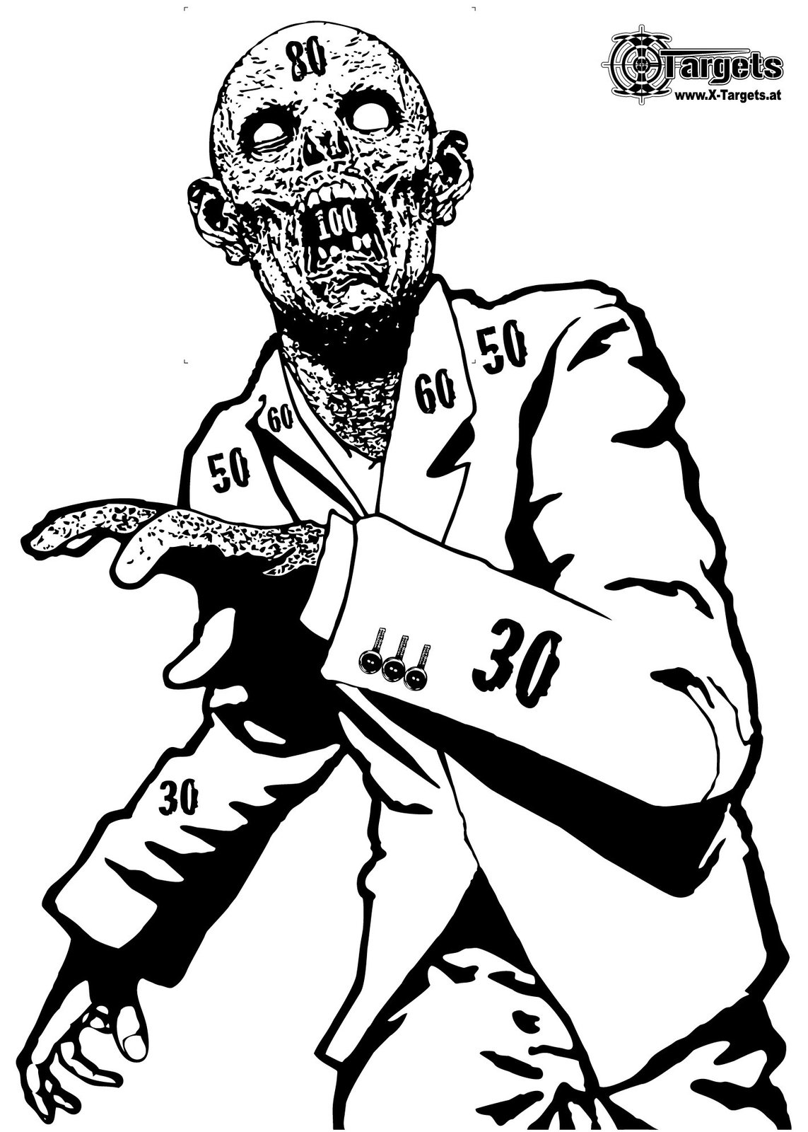 Große Zombie Zielscheiben Snobby / 50x70 cm / Papier 120g/m² (100 Stück)