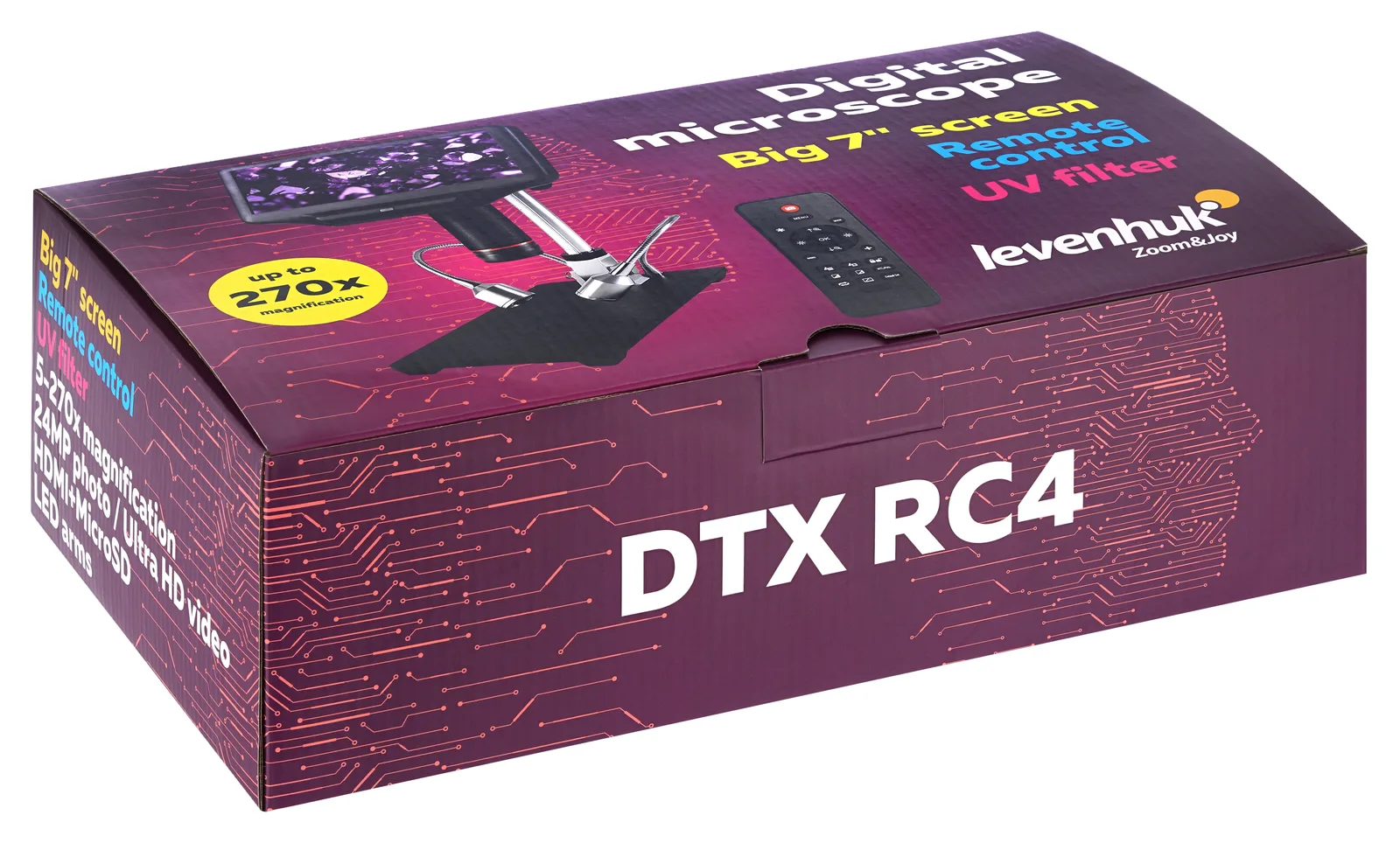 Levenhuk DTX RC4 - Digitales Mikroskop - Schwarz - Metall - LCD - 17,8 cm (7") - MicroSD (TransFlash), Ansicht 2