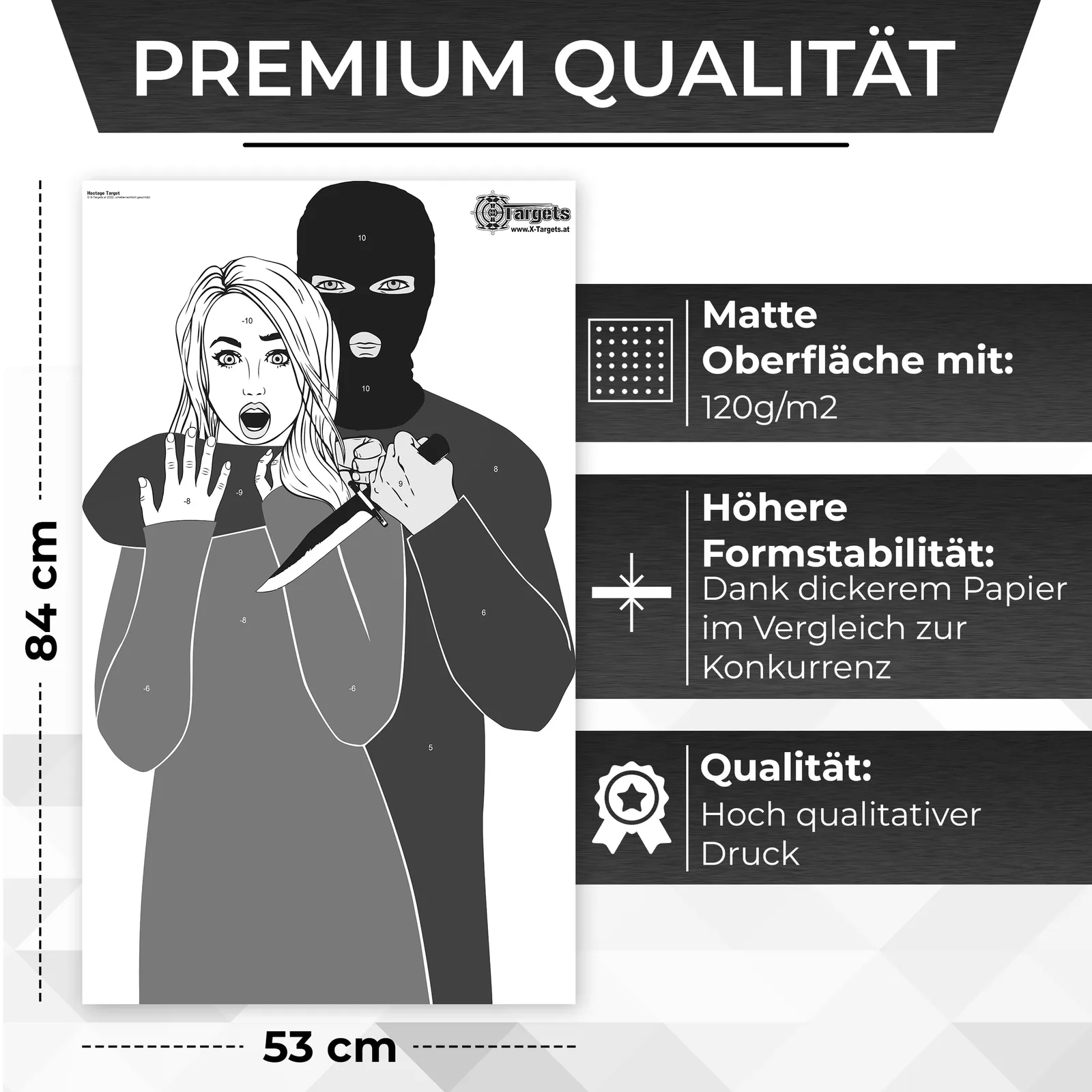 Große Zielscheiben Hostage Target / 53 x 84 cm / Papier 120g/m² (100 Stück), Ansicht 2