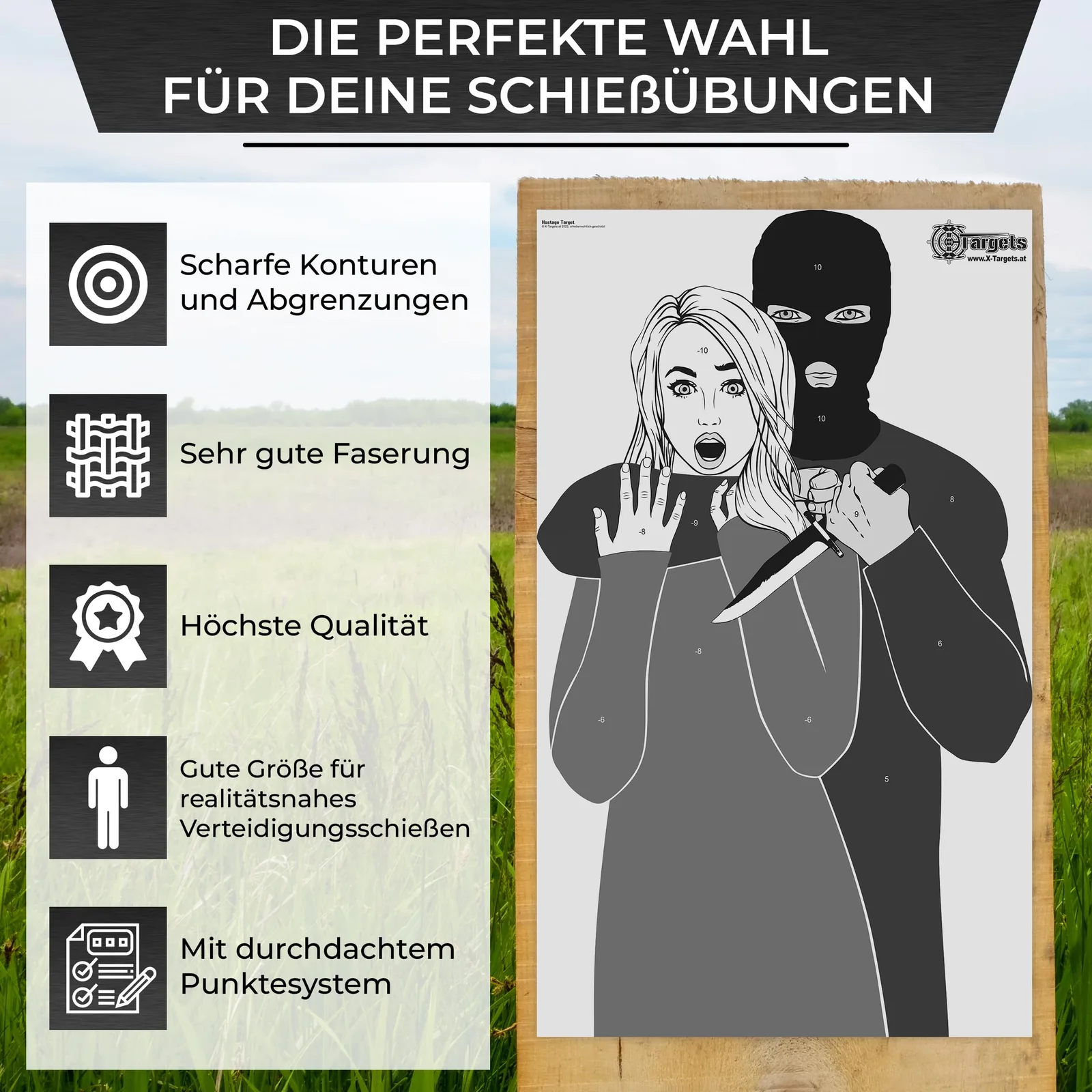Große Zielscheiben Hostage Target / 53 x 84 cm / Papier 120g/m² (5 Stück), Ansicht 3
