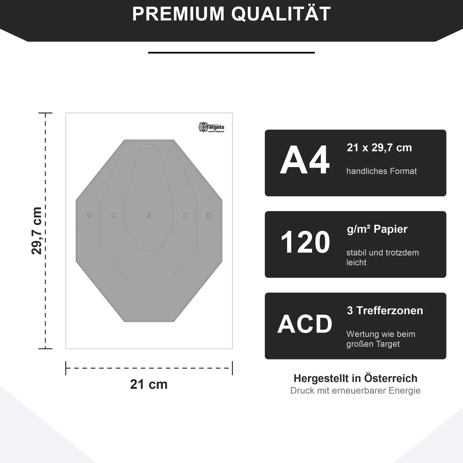 IPSC Micro Paper Target, A4 Papierzielscheibe 21 x 29,7 cm (100 Zielscheiben), Ansicht 2