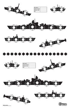Große Zielscheiben Schiffe versenken / 53x84 cm / Papier 120g/m² (5 Stück) von X-Targets