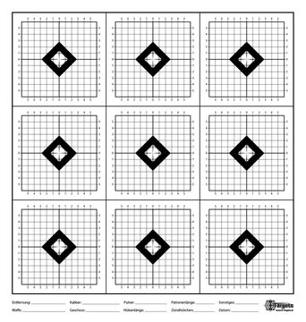 Einschießscheibe SX9 / 50x52cm / 120gm² (40 Stück) von X-Targets