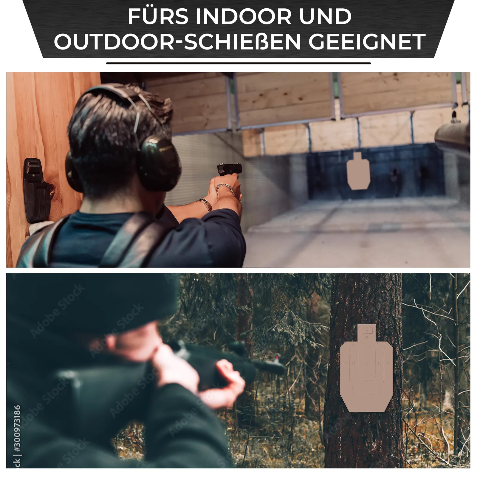 USPSA / IPSC Metric Wettkampfscheibe / Wellpappe Braun/Weiß / Format 46 x 76 cm (200 Stück), Ansicht 5