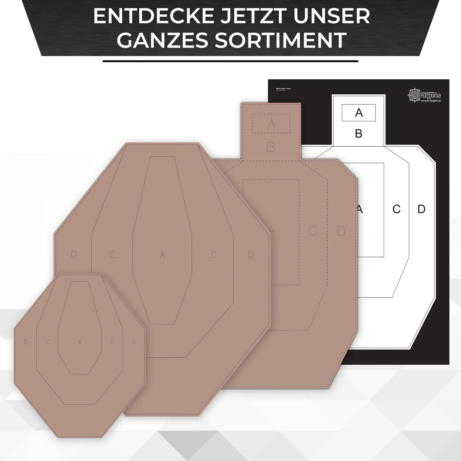 USPSA / IPSC Metric Wettkampfscheibe / Wellpappe Braun/Weiß / Format 46 x 76 cm (5 Stück), Ansicht 6