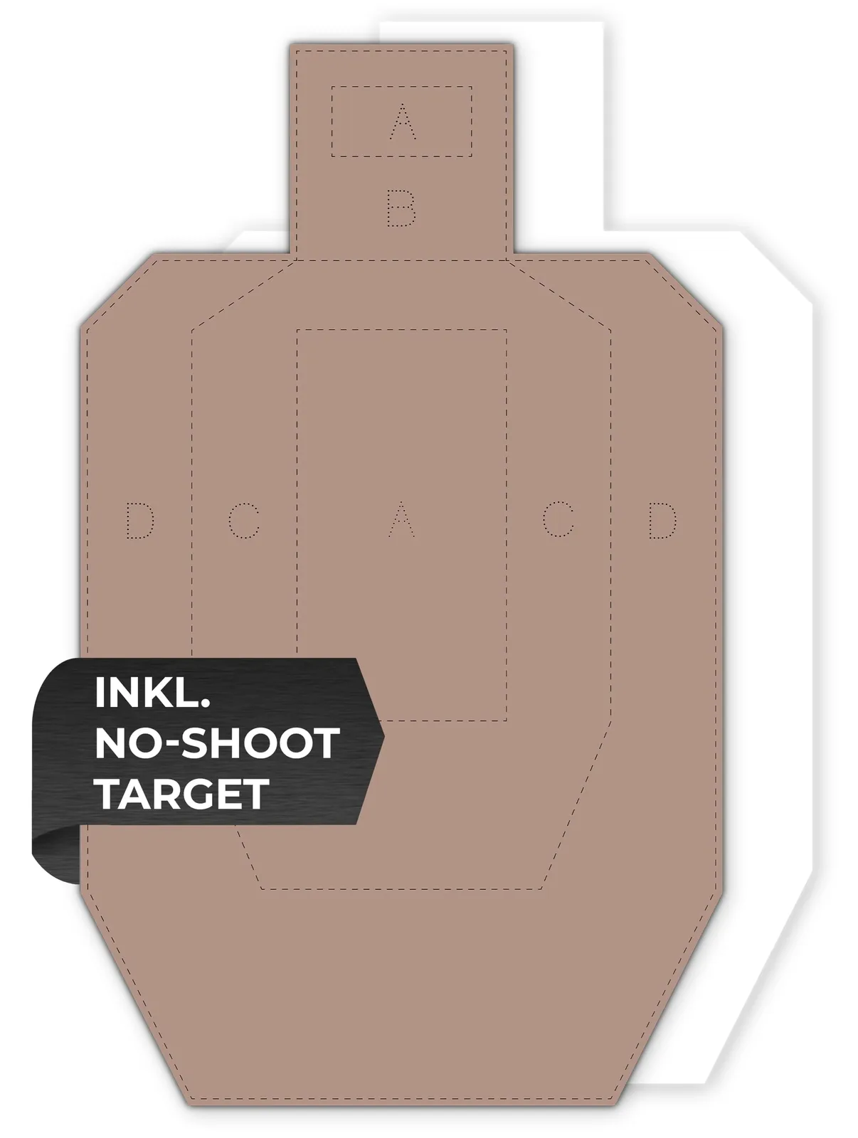 USPSA / IPSC Metric Wettkampfscheibe / Wellpappe Braun/Weiß / Format 46 x 76 cm (90 Stück), Ansicht 3