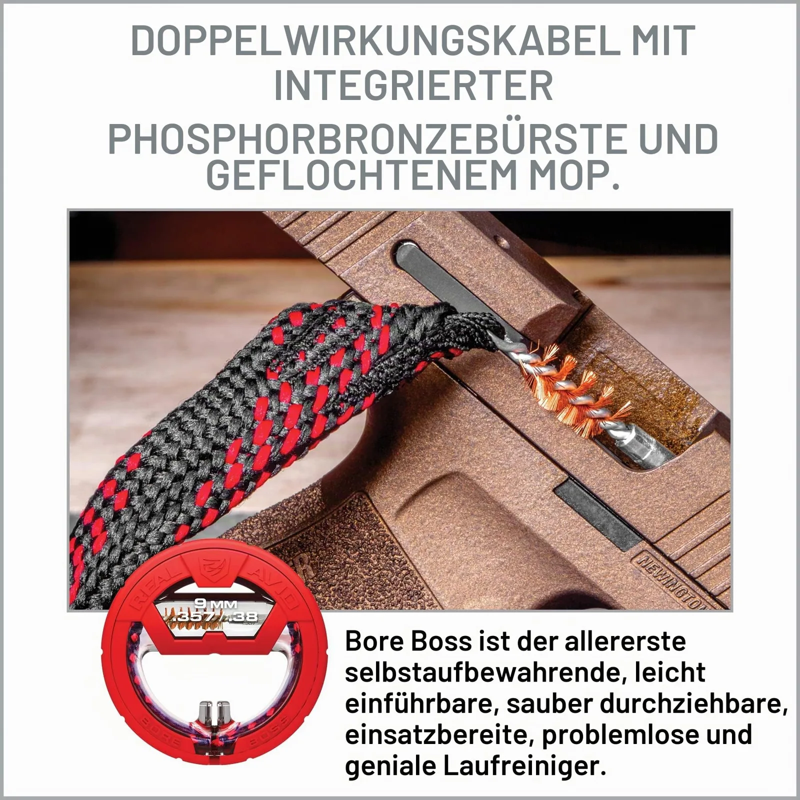 REAL AVID Bore Boss Kal. 9mm/.38/.357 - Reinigungskit für Kaliber .45/.44 - Kurzwaffe, Ansicht 4