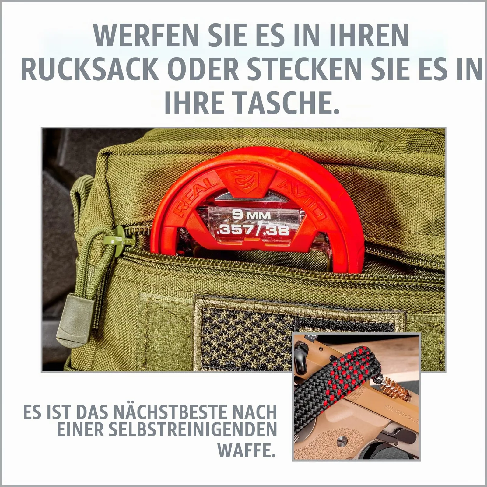 REAL AVID Bore Boss Kal. 9mm/.38/.357 - Reinigungskit für Kaliber .45/.44 - Kurzwaffe, Ansicht 6