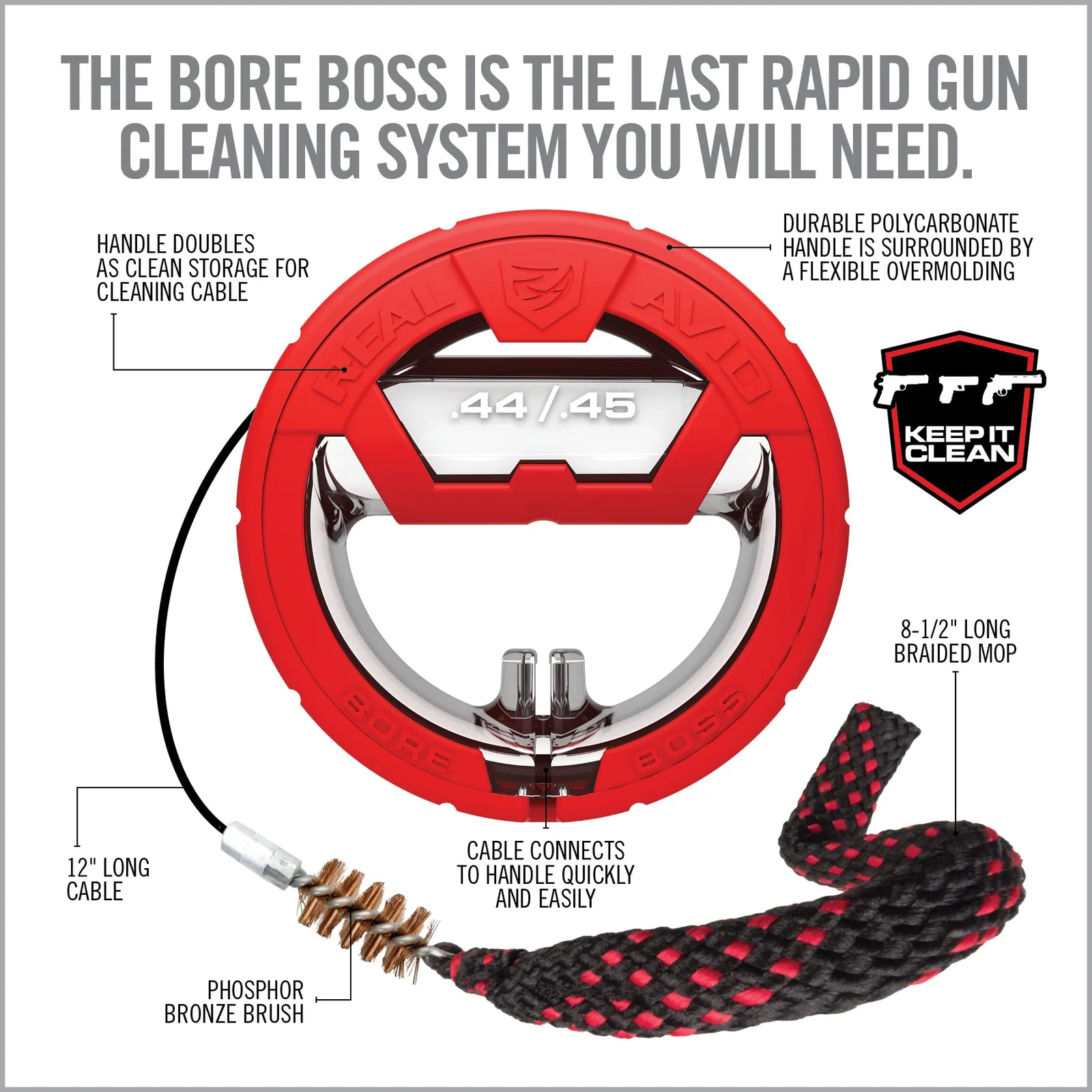 RealAvid Bore Boss Kal.45/.44 - Reinigungskit für Kaliber .45/.44 - Kurzwaffe, Ansicht 3