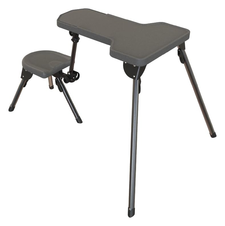Caldwell Stabiler Table Lite mit wetterfester Tischplatte, beidhändiger Sitzfläche und vollständig zusammenklappbarem Design für einfachen Transport und Zielschießen im Freien