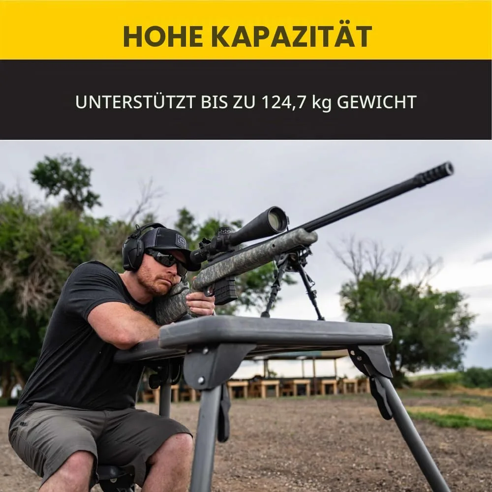 Caldwell Stabiler Table Lite mit wetterfester Tischplatte, beidhändiger Sitzfläche und vollständig zusammenklappbarem Design für einfachen Transport und Zielschießen im Freien, Ansicht 3