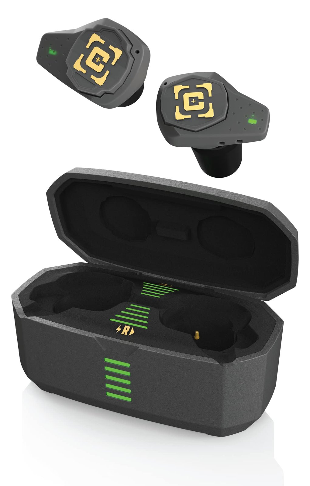 Caldwell E-MAX Shadows Pro - Elektronischer Gehörschutz mit Ambient Sound Amplification, Bluetooth und wiederaufladbarem Case für Zielschießen, Reichweite