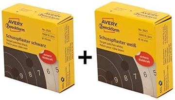 AVERY Zweckform 3521 Schusspflaster (Ø 19 mm, vorgedruckt) 2 Rollen (2er Set (weiß + schwarz) von X-Targets