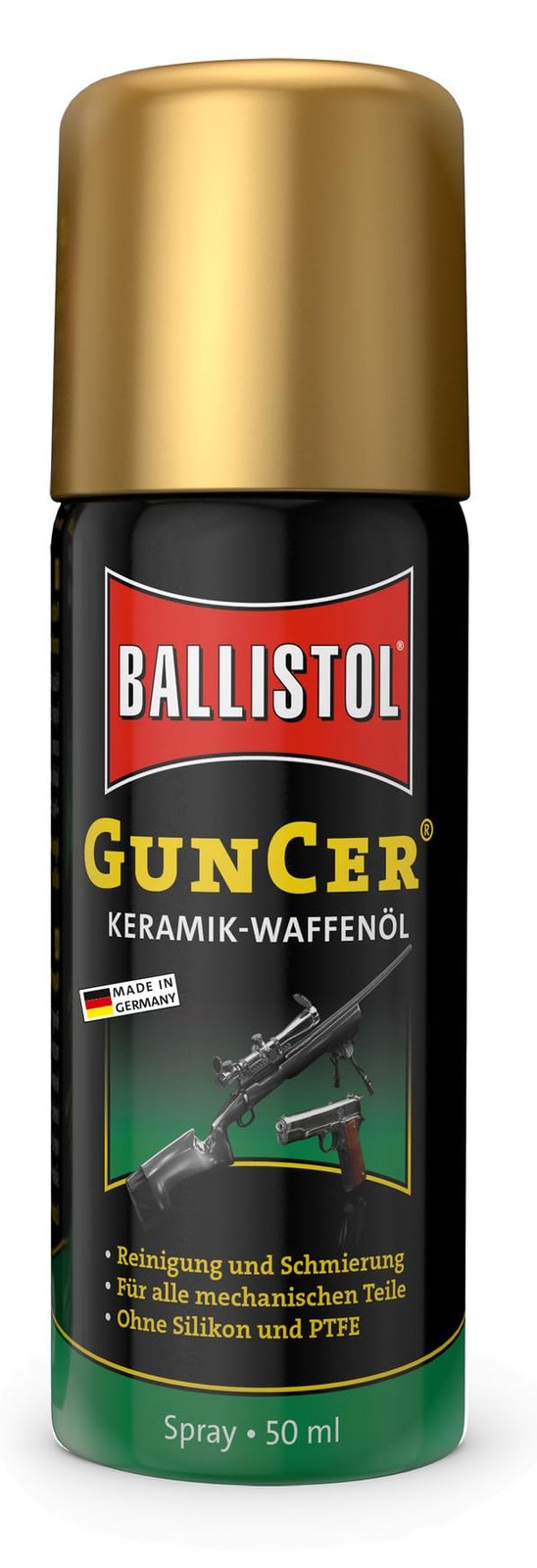 BALLISTOL 22165 GUNCER Keramik-Waffenöl, -40 bis 210 °C, 50 ml Spray