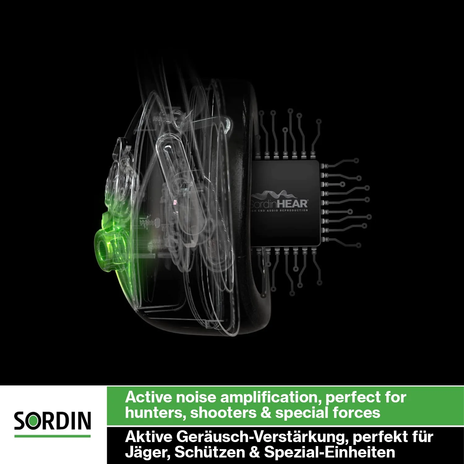 Sordin Pro-X Kapsel-Gehörschützer - 76302-X-02-G-S - Gehörschutz aktiv & elektronisch mit Neckband - Gelkissen - Schwarz, Ansicht 2