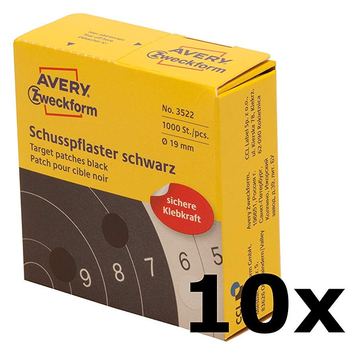 AVERY Zweckform 3522 Schusspflaster (Ø 19 mm, vorgedruckt) schwarz (10 Packungen) von X-Targets