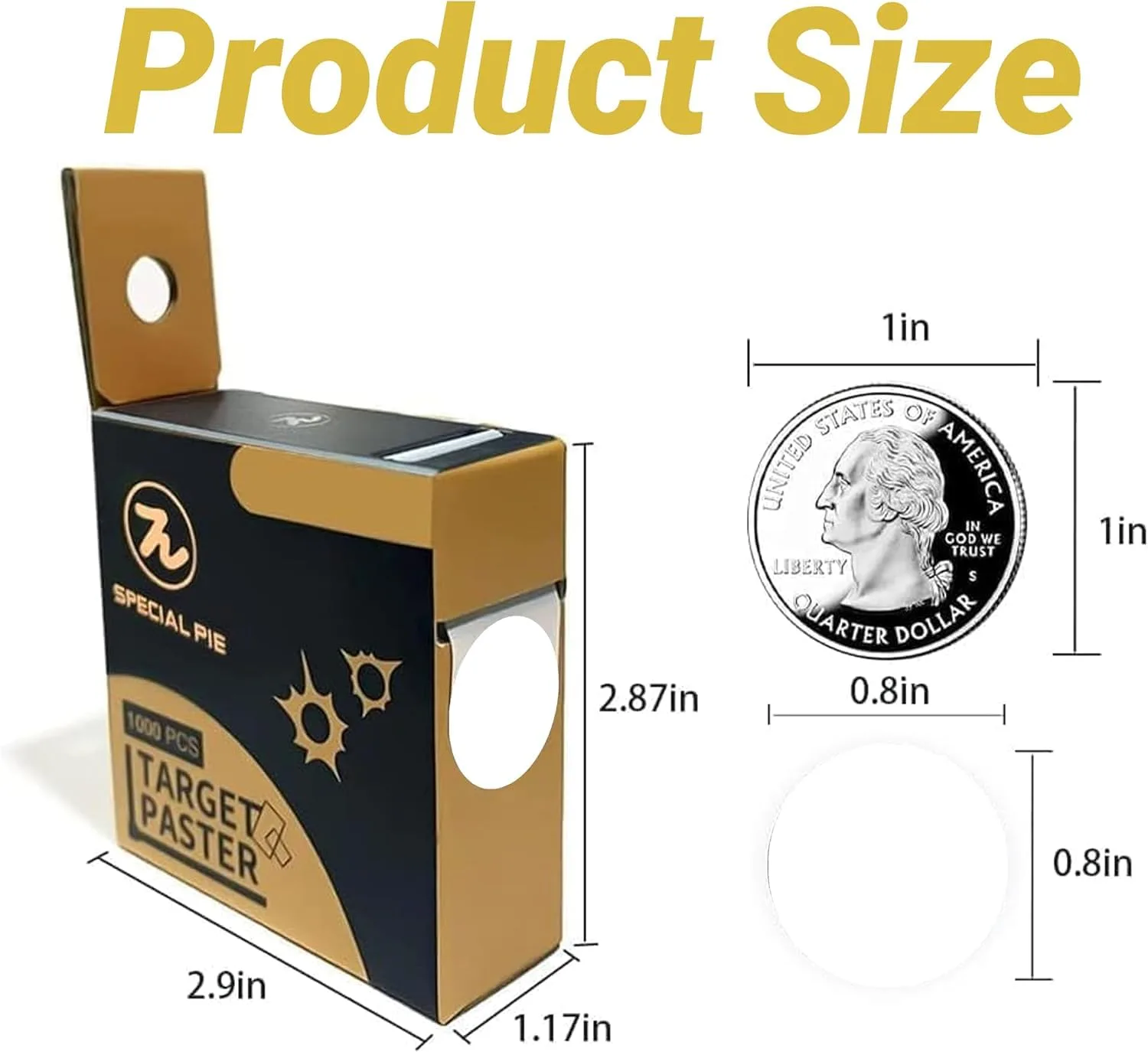 SPECIAL PIE Schusspflaster, 1.000 Stück Ø20mm, Zielscheibe, Schießsport, Schützensport, runde Aufkleber, Punktaufkleber, Markierungspunkt, in Spenderbox (Weiß, 2Stück), Ansicht 5