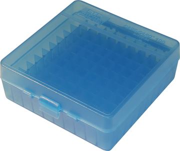 MTM 100 Round Flip-Top Ammo Box 41/44 Cal (Clear Blue) von X-Targets