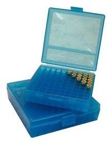 MTM Patronen Aufbewahrungsbox aus Kunststoff mit Deckel / 9 mm Luger / 9x18 mm Makarov / 100 Schuss (Blau) von X-Targets