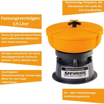 SR787 Dream Tumbler – und Reinigungseffekt, Munitionsreinigung, Schmuckpoliermaschine, Metallreiniger-Leistungsstark für Jäger, Juweliere, Gastronomen, Münz- und Steinsammler - 220V Vibro-Cleaner von X-Targets