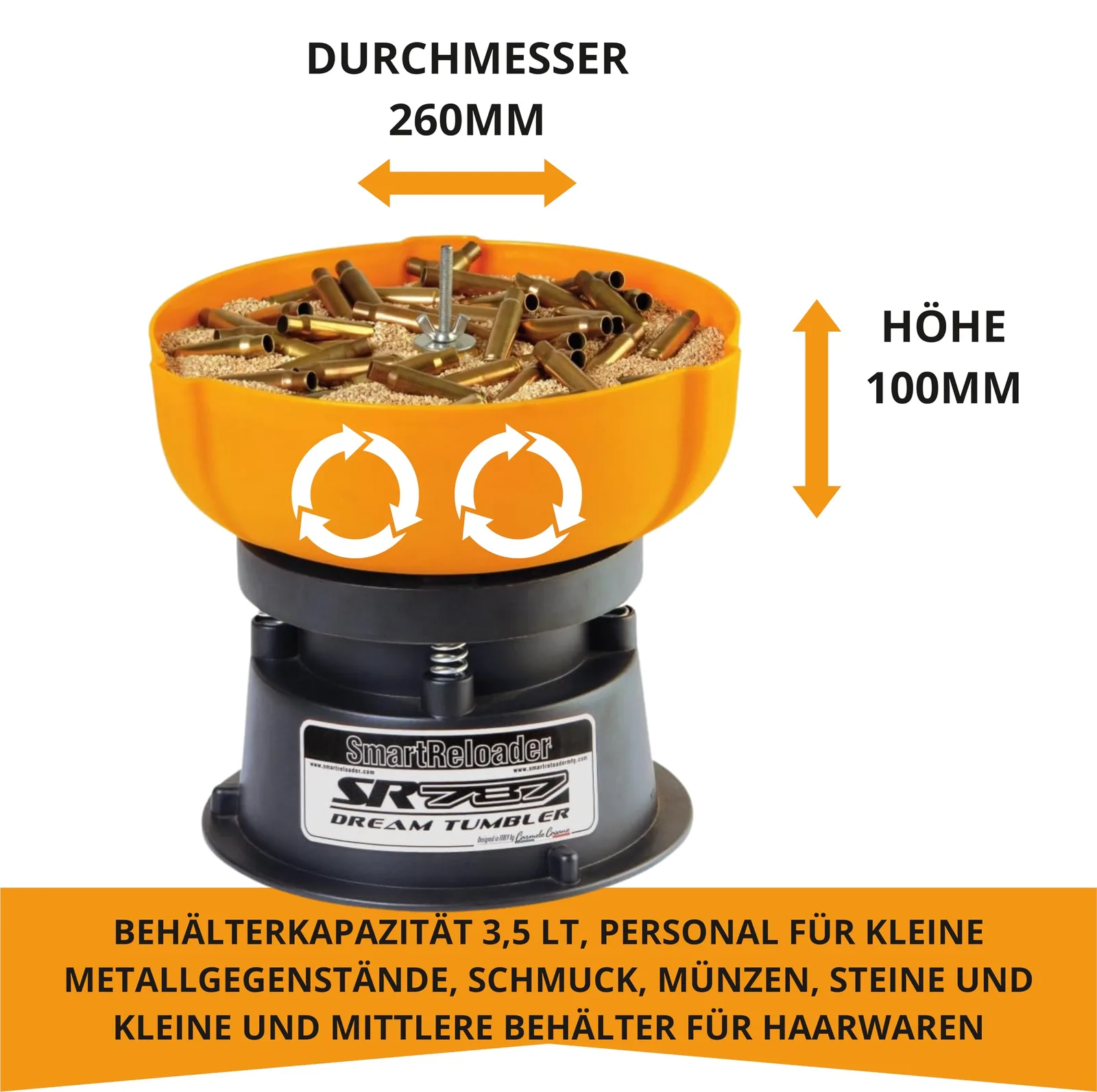 SR787 Dream Tumbler – und Reinigungseffekt, Munitionsreinigung, Schmuckpoliermaschine, Metallreiniger-Leistungsstark für Jäger, Juweliere, Gastronomen, Münz- und Steinsammler - 220V Vibro-Cleaner, Ansicht 2