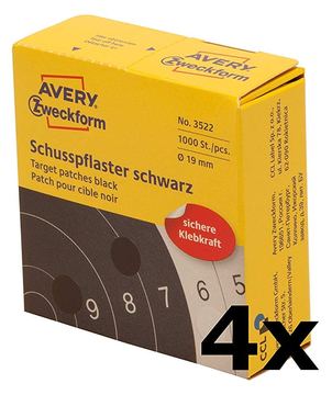 AVERY Zweckform 3522 Schusspflaster (Ø 19 mm, vorgedruckt) schwarz (4 Packungen)
