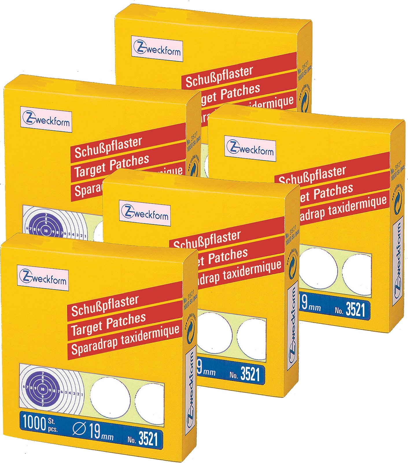 5000er Pack Avery Zweckform 3521 Schusspflaster, Ø 19 mm, vorgedruckt, 5 Rollen/5.000 Etiketten, weiß