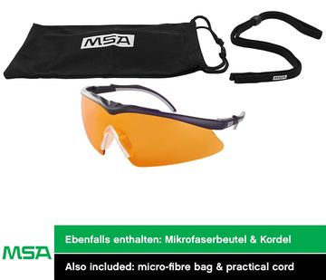 MSA TecTor taktische Schutzbrille - kratzfeste Anti-Beschlag-Beschichtung - für Airsoft- & Paintball-Spieler - Orange von X-Targets