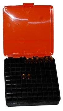 Patronenbox 9 mm Luger /.380 Auto für 100 Patronen Patronen Box Ammo Box für Wiederlader (Orange) von X-Targets