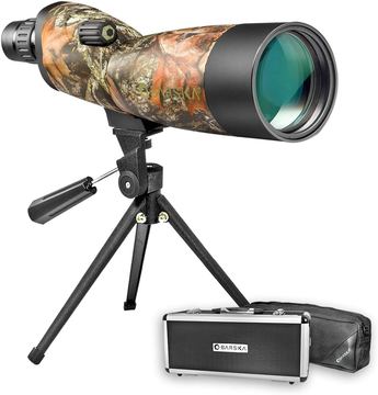 BARSKA Blackhawk 20-60x60 wasserdichtes gerades Spektiv mit Stativ, weiche Tragetasche und Premium-Hartschalenkoffer (Camoflauge) von X-Targets
