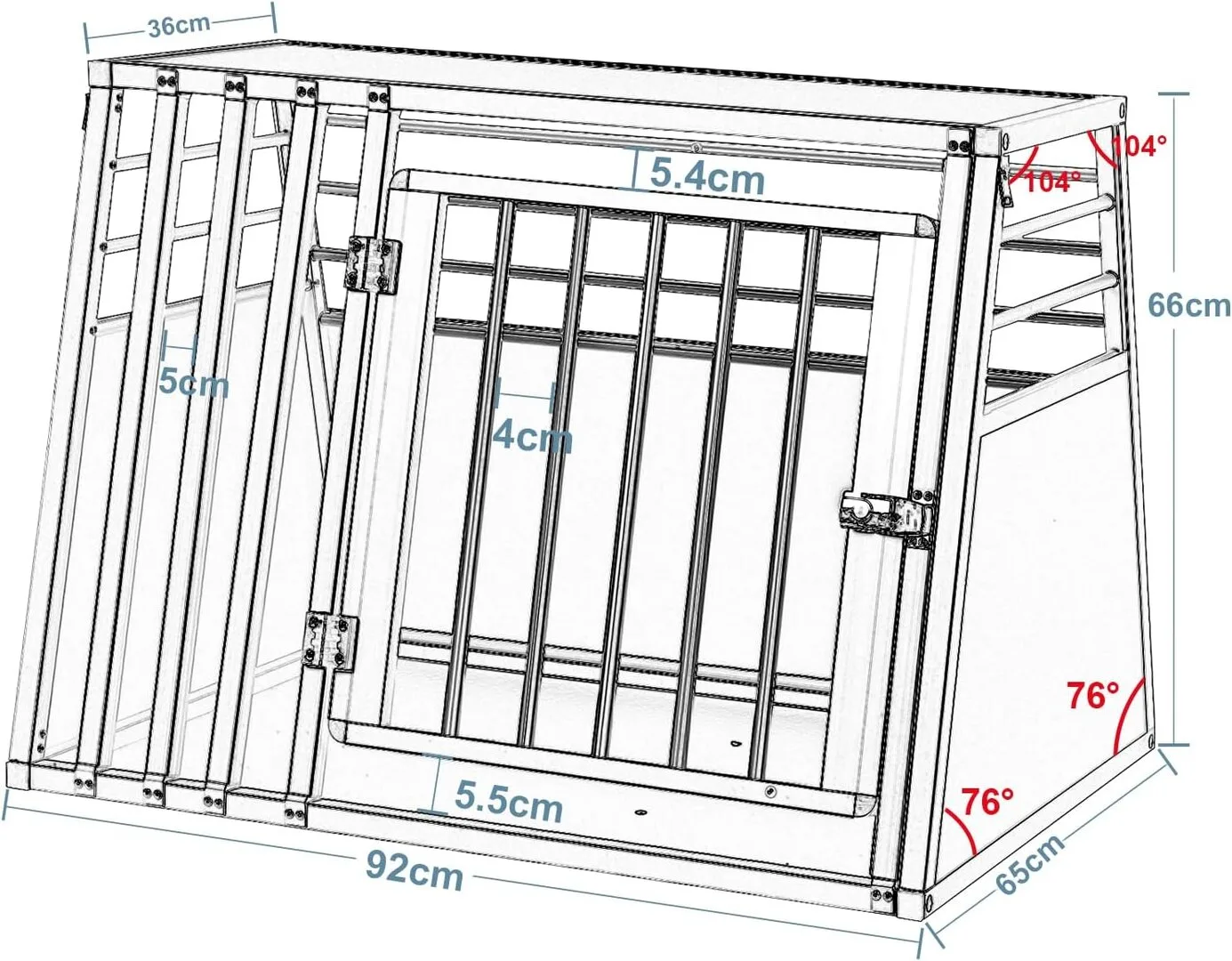 Alu-Hundetransportbox "schwarz" 92x65x66 cm (BxTxH), Ansicht 6